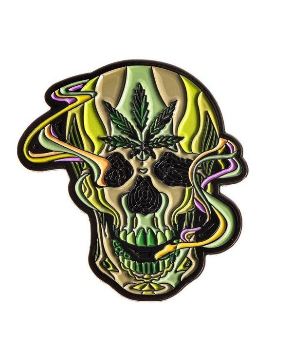 White Smoking Skull Pin by Prizecor